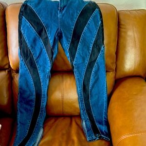 NWT funky blue and black split hem jeans